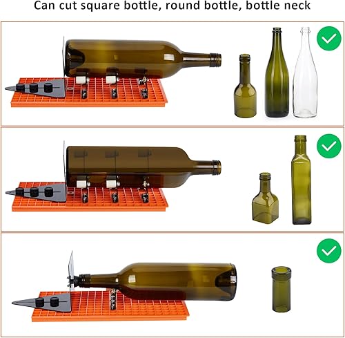 Miniatura 4 de Kit cortador de botellas de vidrio, cortador de vidrio FIXM DIY para botellas con base de rejilla y diseño deflector ajustable, juego completo de