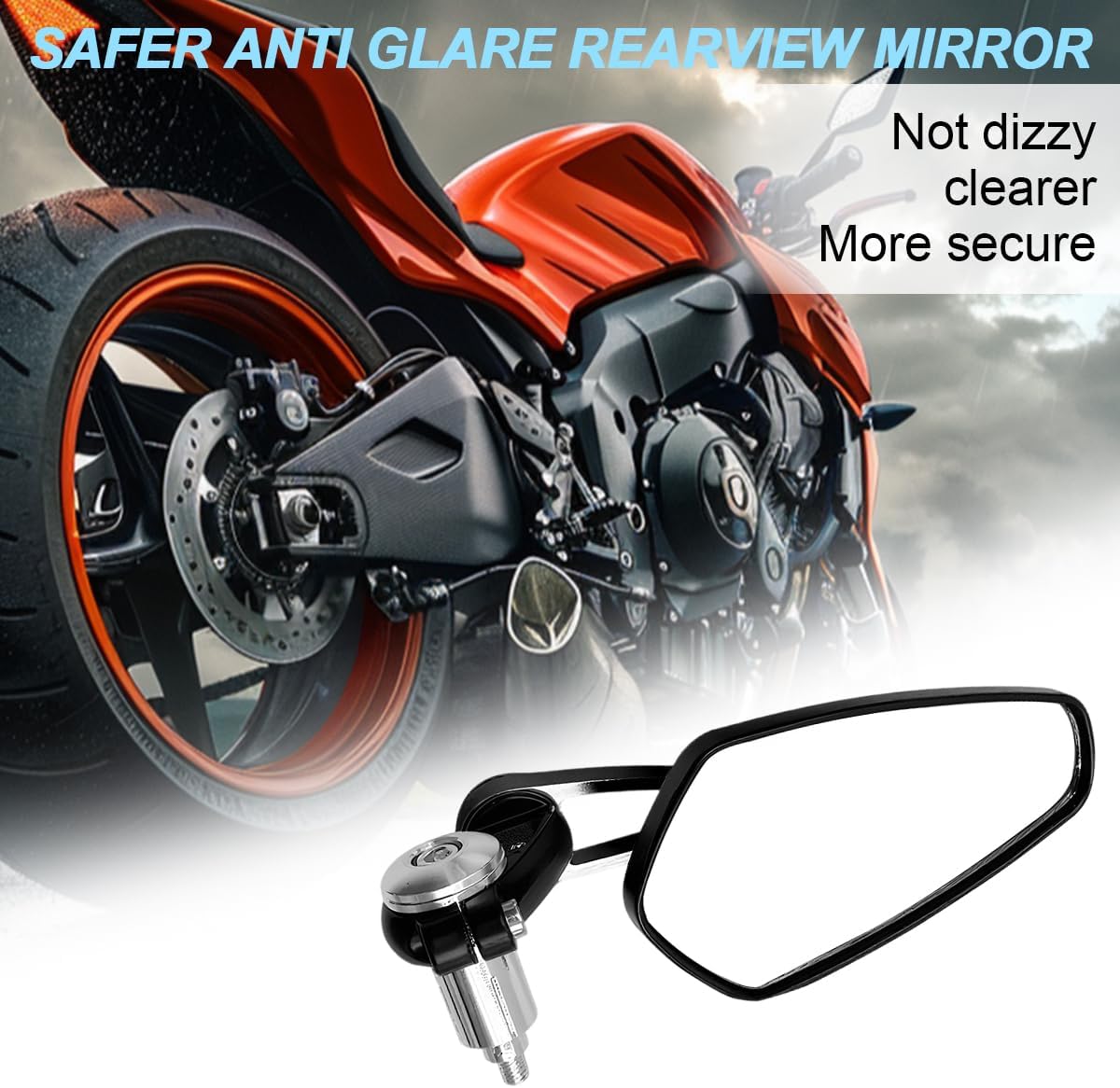 Motorcycle Rear View Mirror, 360° Adjustable High Definition Motorbike Handlebar Bar End Rearview Side Mirror, Scooter Replacement Accessories, Universal for Motorcycle E-Bike