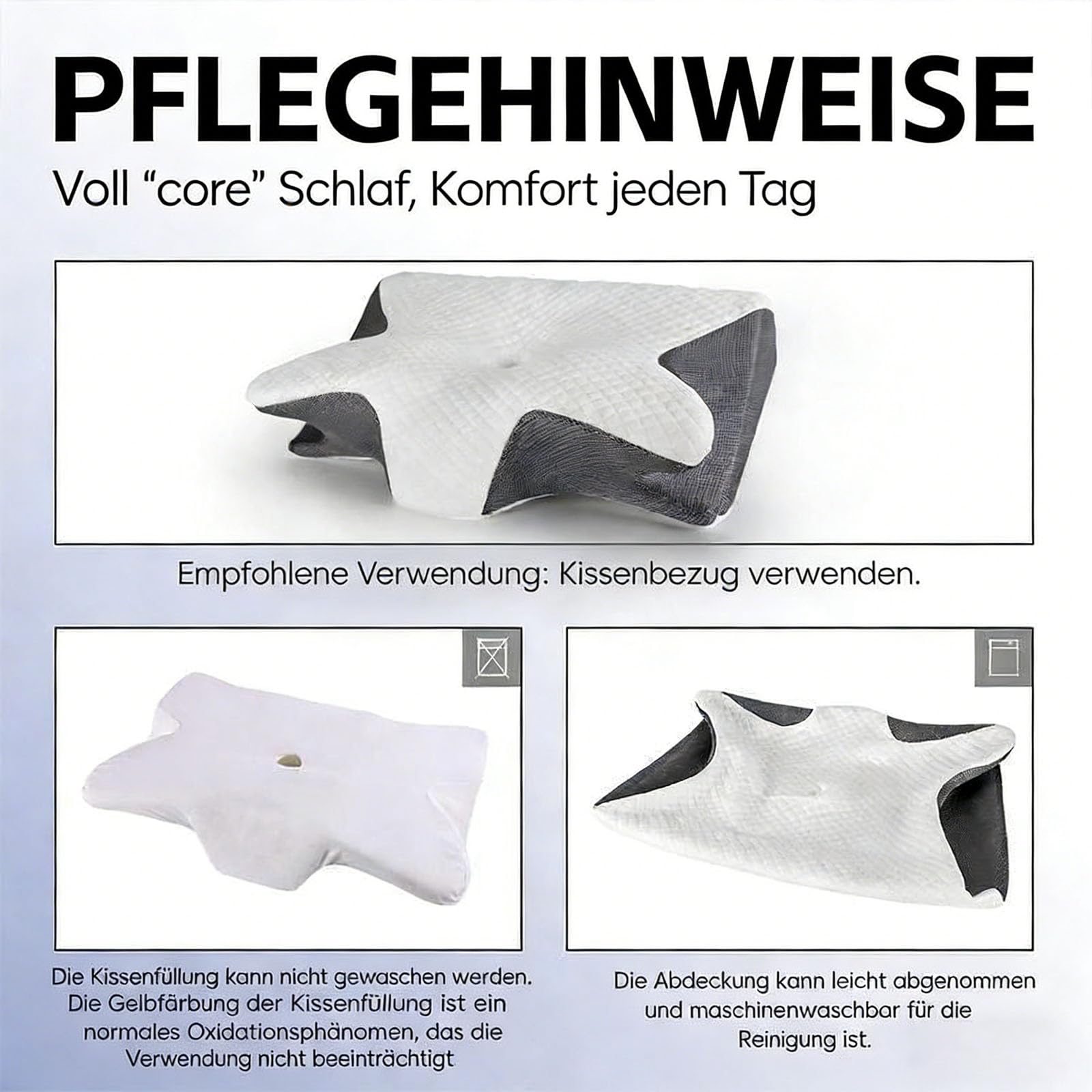 Curosleep Kissen Original, Ergonomisches Orthopädisches Neckhavenkissen aus Memory Foam, Ergonomisches Kopfkissen Neckhavenschmerzen für Rücken, Seiten und Bauchschläfer (Schwarz)
