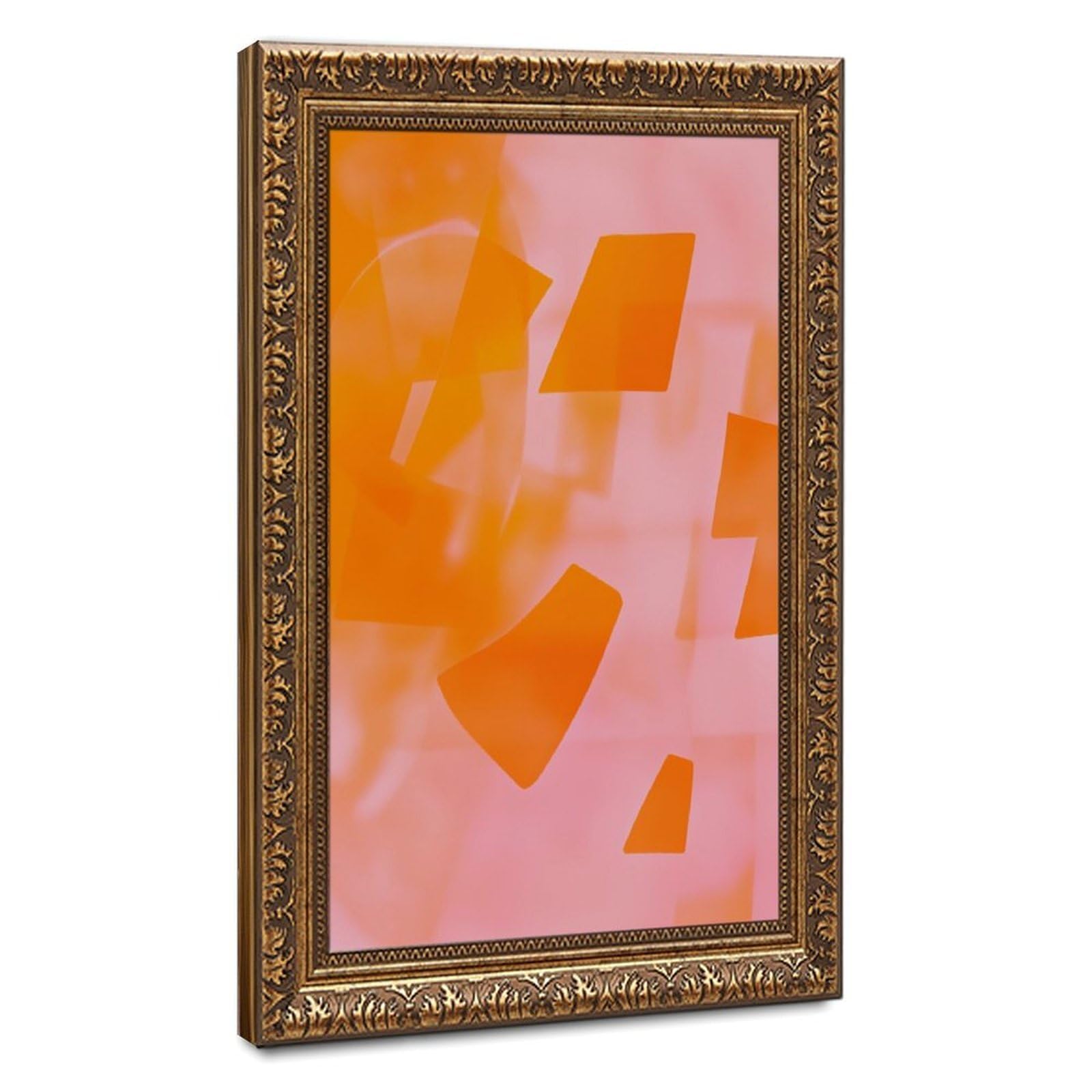 Zguols Blush Peach Abstract And Minimalist Poster Canvas Poster Bedroom Decor Sports Landscape Office Room Decor Gift Retro Gold Frame 16" L X 24" W