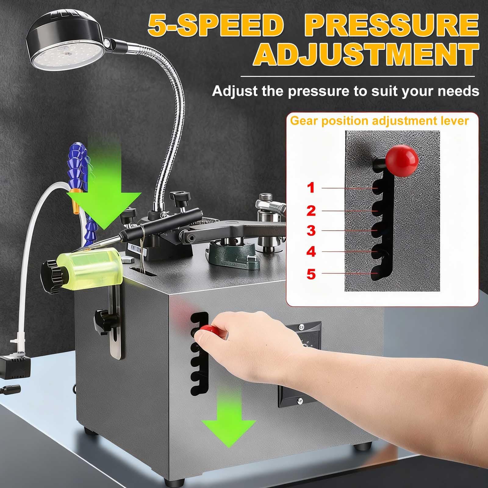 Polisseuse à bijoux – Outil électrique de polissage et de meulage, pression de précision à cinq niveaux, jusqu'à 450 tr/min, lumière LED intégrée de 30 W