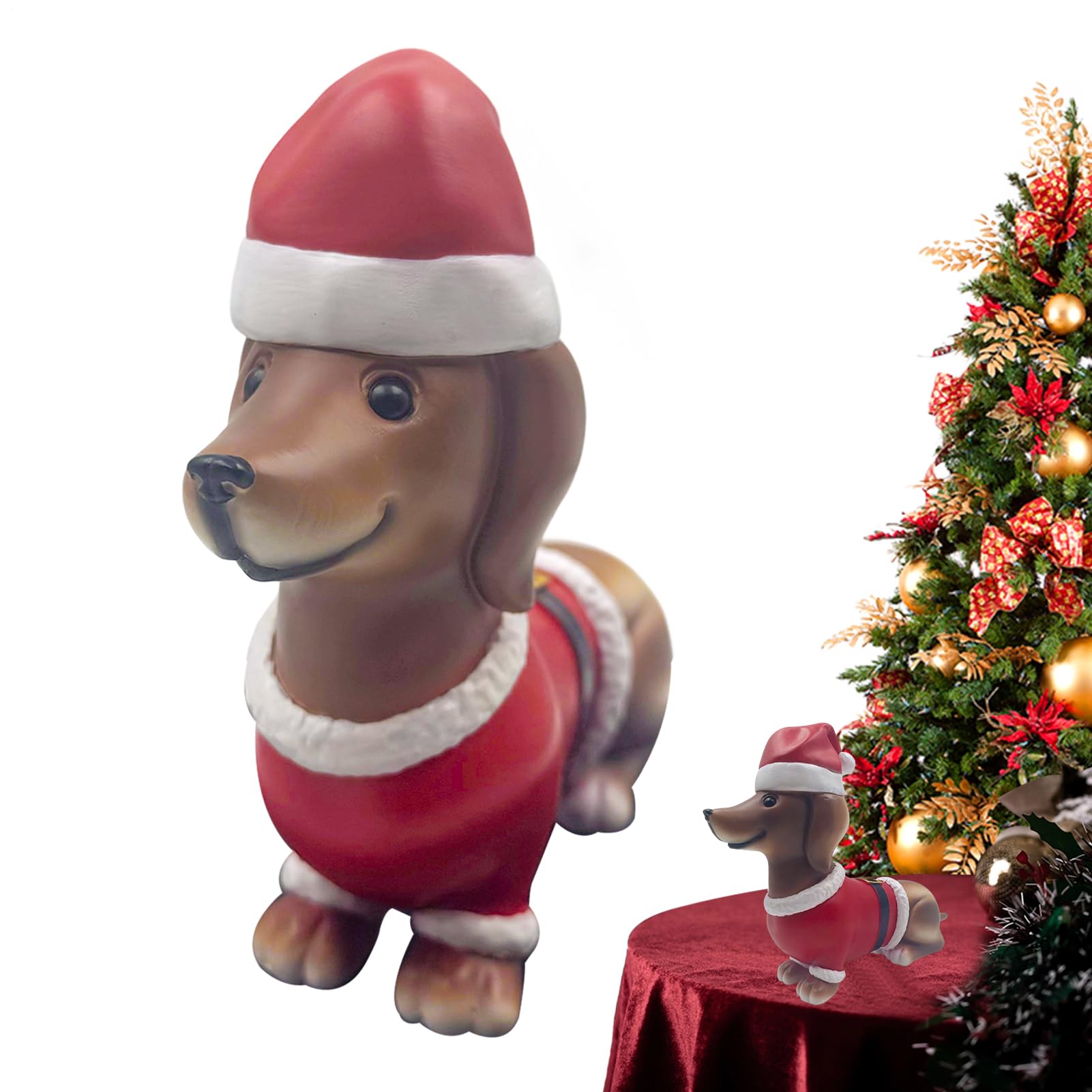 Statue de teckel mignon : le cadeau idéal pour décoration de Noël et bureau
