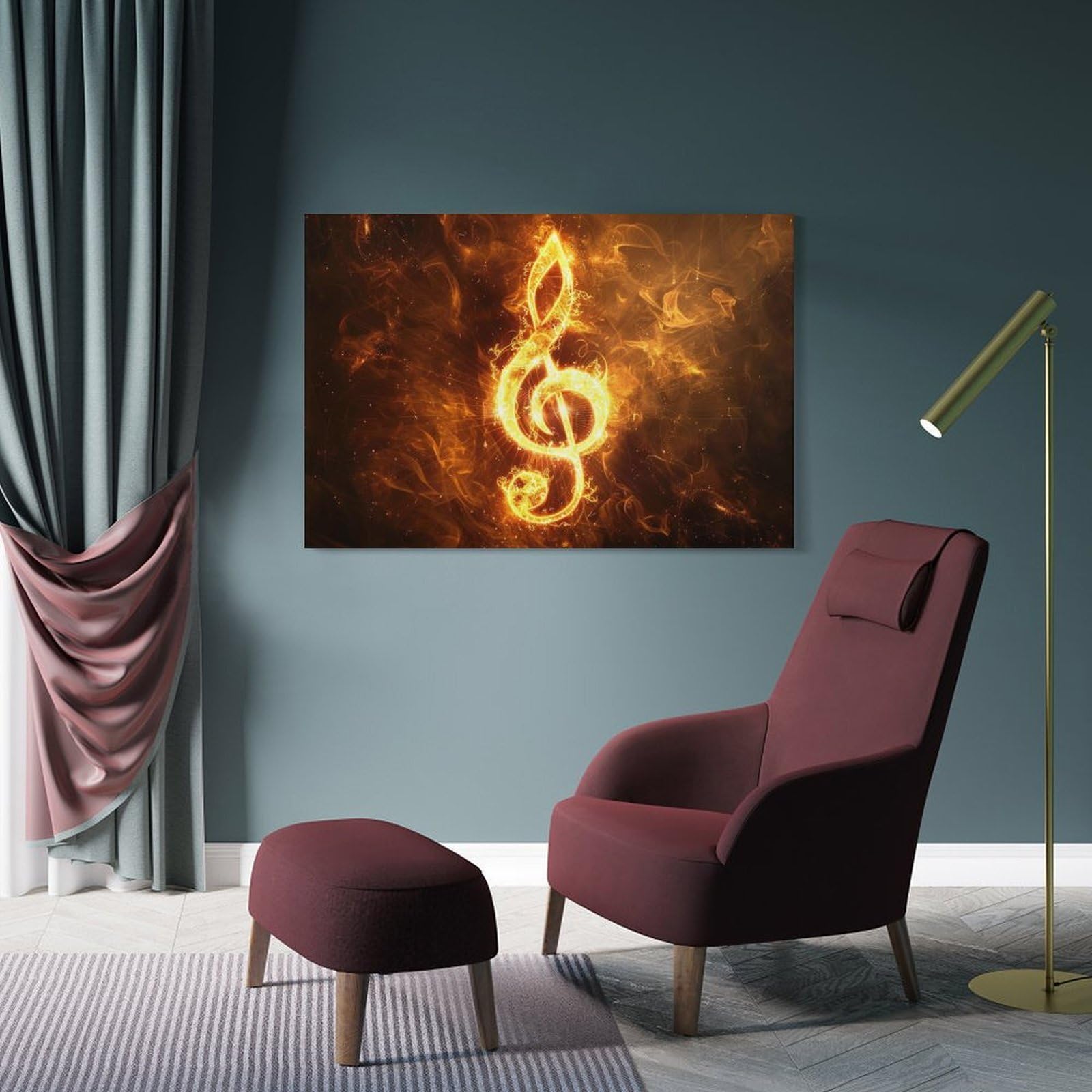 Junmoney Wall Art Print Fiery Treble, 24x36inch(60x90cm), for Picture Wall Styling in Lounge Or Bedroom, Wall Decor Suited to Curated Displays