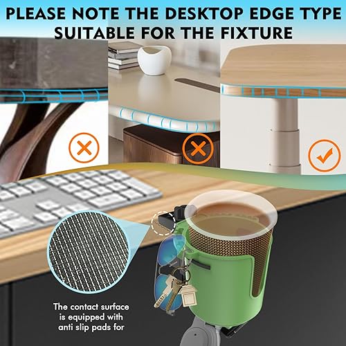 Miniatura 2 de Portavasos de escritorio mejorado 2 en 1, antiderrames para botellas de agua, sillas de ruedas, estaciones de trabajo, accesorios de escritorio