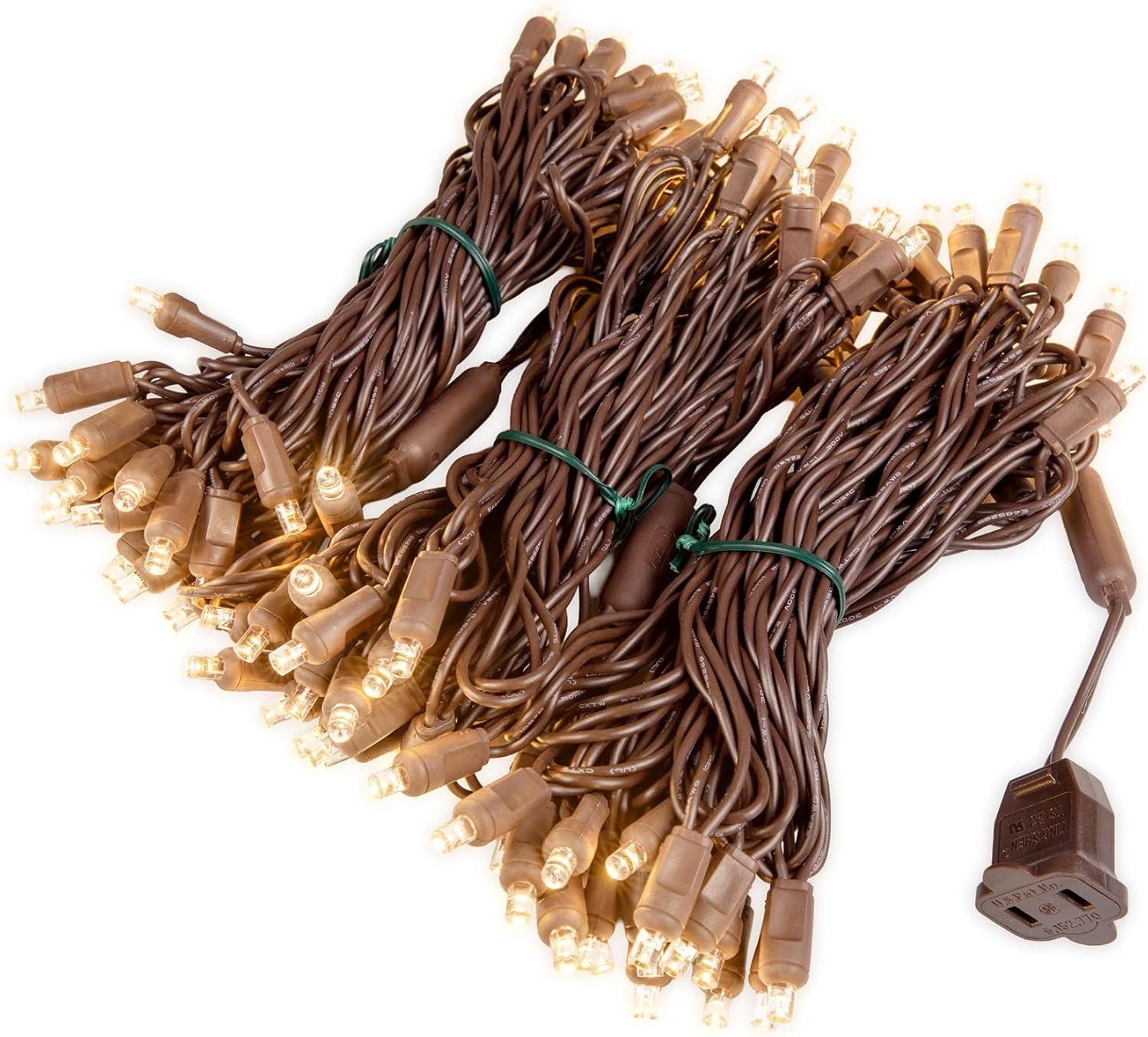 100 Warm White Wide Angle LED Mini Lights on Brown Wire – 50 Ft Commercial Grade Christmas String Lights, Full Wave No Flicker, UL Listed Indoor/Outdoor, Connect Up to 21 Sets