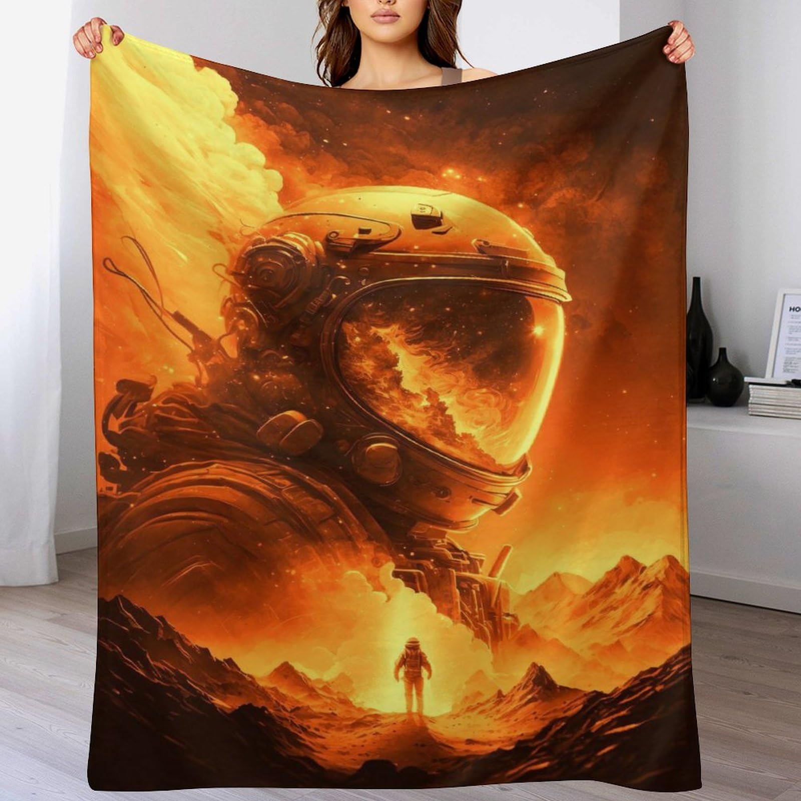 Couverture canapé golden astronaute pour vos soirées cocooning au salon ou en voyage