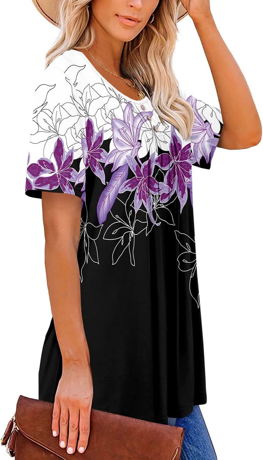 BETTE BOUTIK Women's Summer Tunic Tops Flowy Flare Botton Down Shirts Blouses S-3XL - Image 4