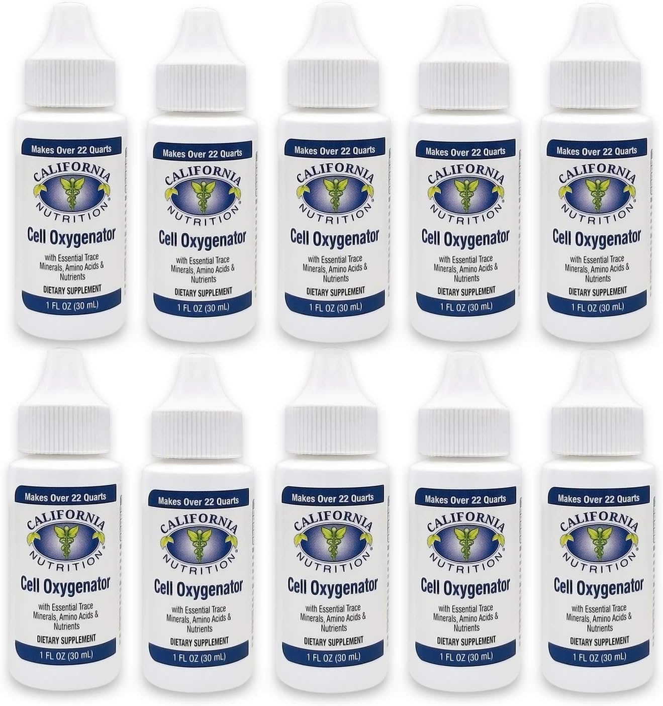 Cell Oxygenator 1 Fl Oz Bottle (Pack of 10), Cell Food Concentrate Liquid Oxygen Water Drops, Nutritional Dietary Supplement, Suport Immune System, Amino Acids & Trace Minerals