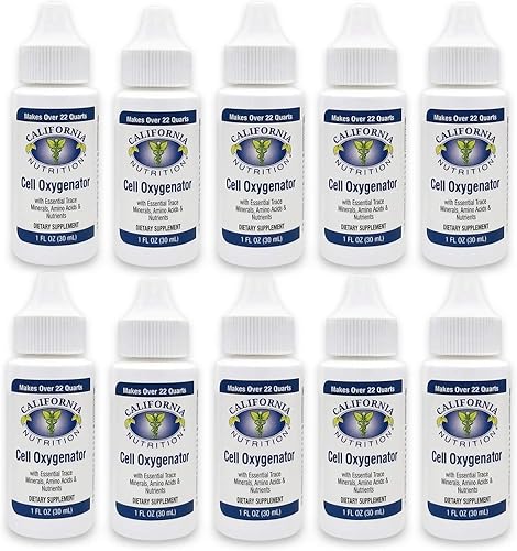 Cell Oxygenator - Botella de 1 onza líquida (paquete de 10), concentrado de alimentos celulares con gotas de agua de oxígeno líquido, suplemento
