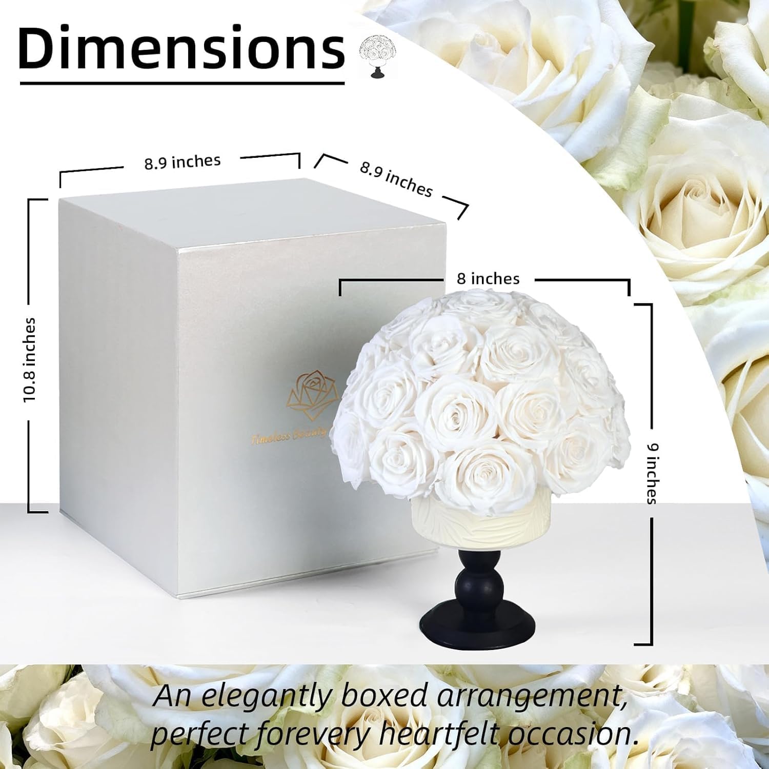 Luxury Preserved Flowers Blooms with Ceramic Base, Mushroom Shape Forever Eternal Natural Rose Gift Box for Home Table Decoration, Girlfriend Wife Family Valentines Mothers Day Birthday