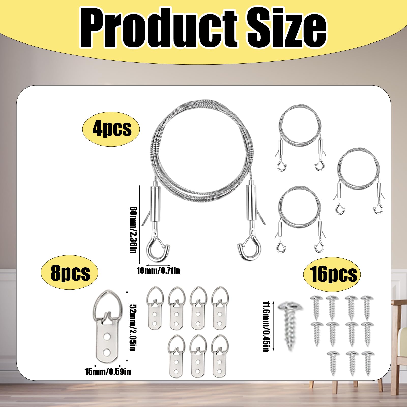 4PCS Picture Wire, Picture Wire Heavy Duty with Adjustable, 4 Durable Stainless Steel Picture Hanging Wire - Image 2