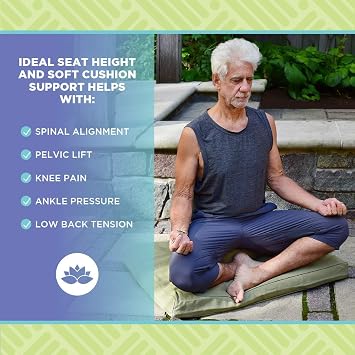 Bean Products Meditation Cushion Mat Set - Zafu Floor Pillow Organic Buckwheat Pillow + Cotton Filled Zabuton Prayer Pad - Meditation Pillow Yoga Knee Pad - Made in USA - 14 Round or 18 Oval