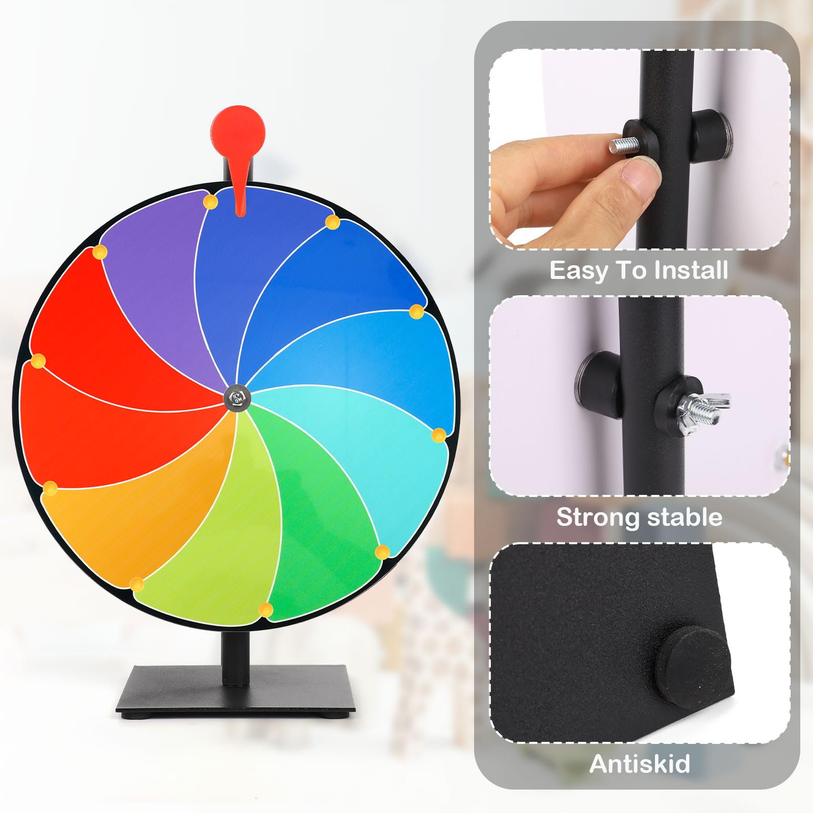 SKIKHN Ruota Girevole In Legno, 29 Cm Ruota Della Fortuna,Ruota