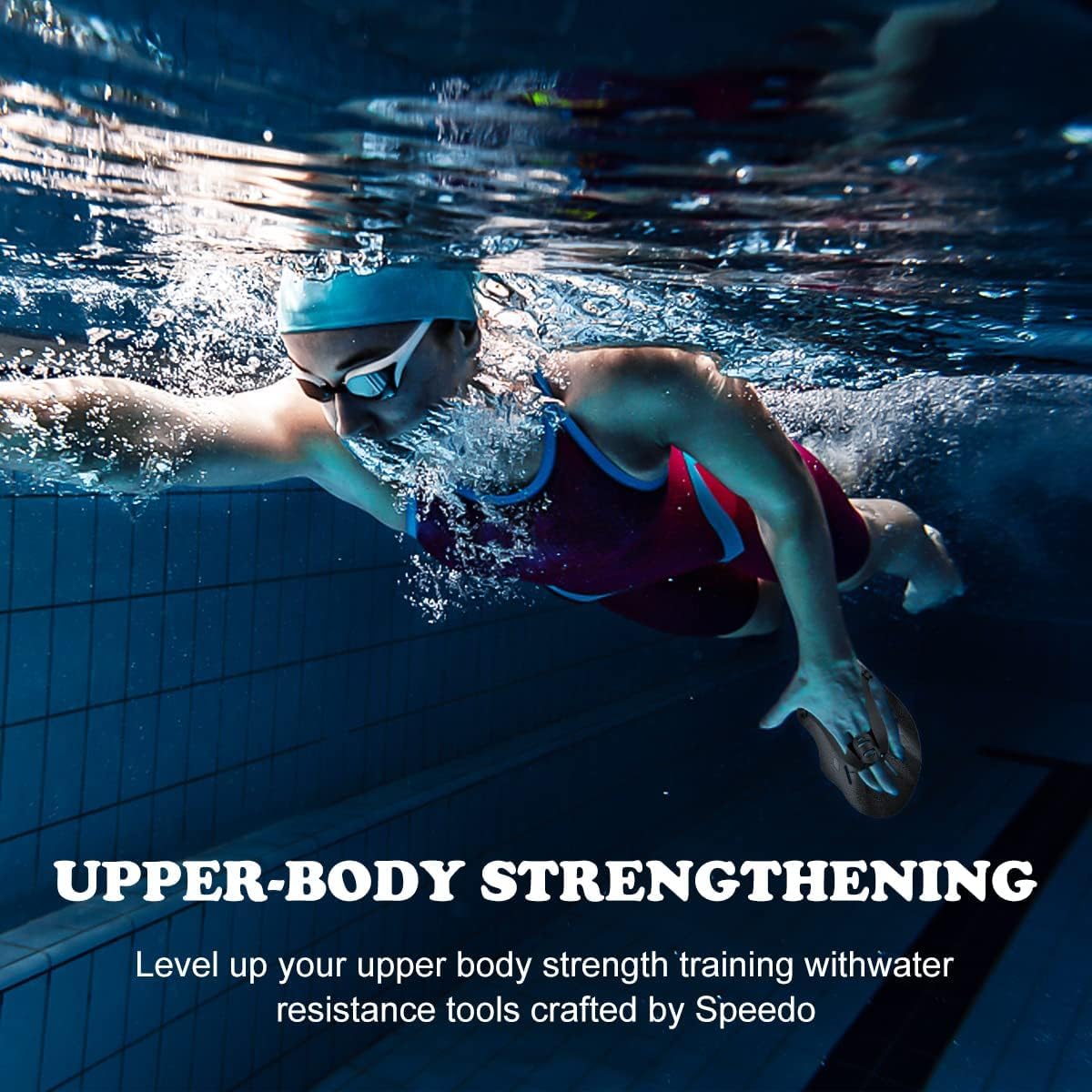 Pala de Mano para Natación con Correas Ajustables, Entrenamiento de Fuerza y Ejercicios de Piscina
