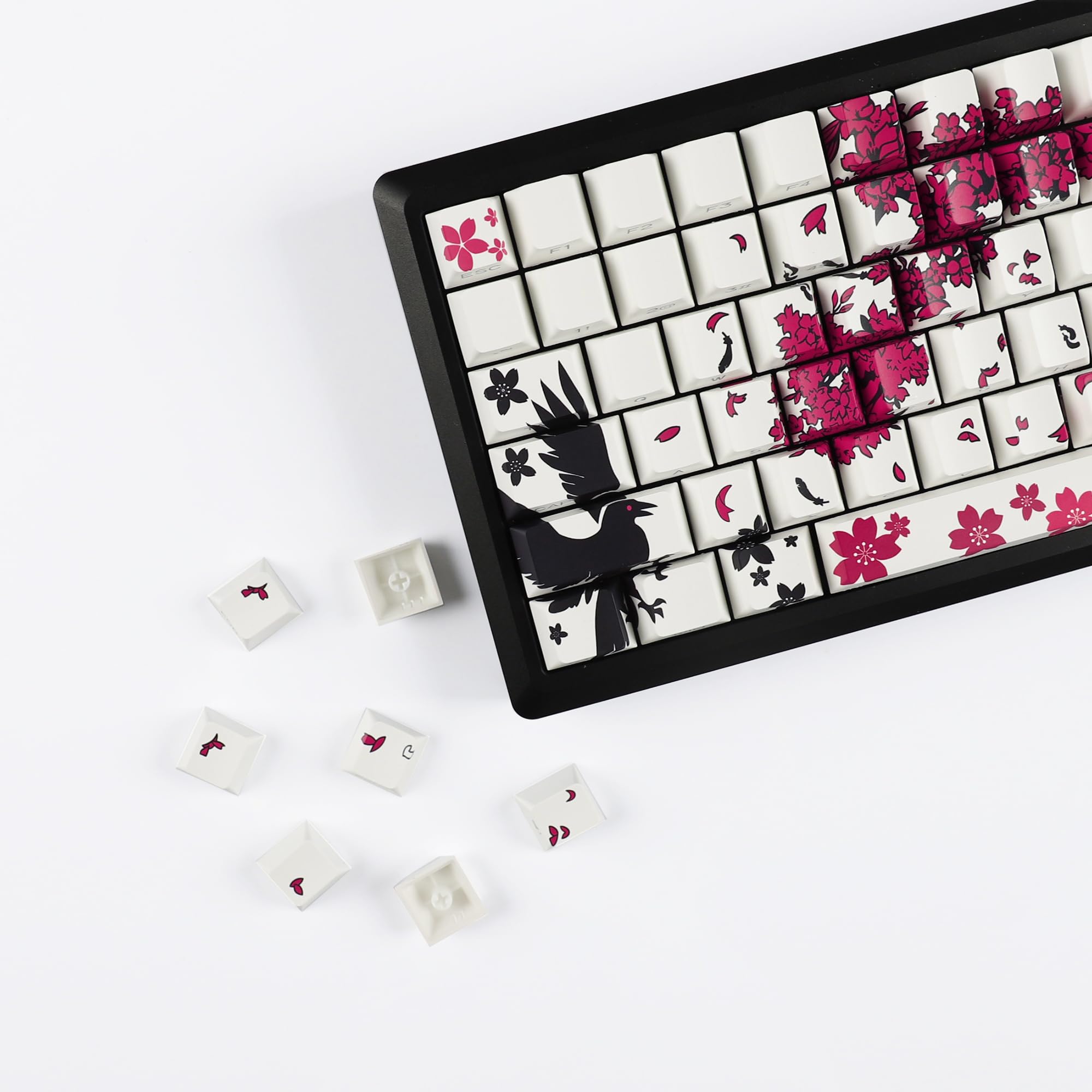 Amazon.com: YMDK 131 Raven Sakura Keycap Cherry Profile