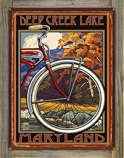 Deep Creek Lake Maryland Old Half Bike Rustic Metal Print on Reclaimed Barn Wood from Travel Artwork by Artist Paul A. Lanquist 17" x 23"