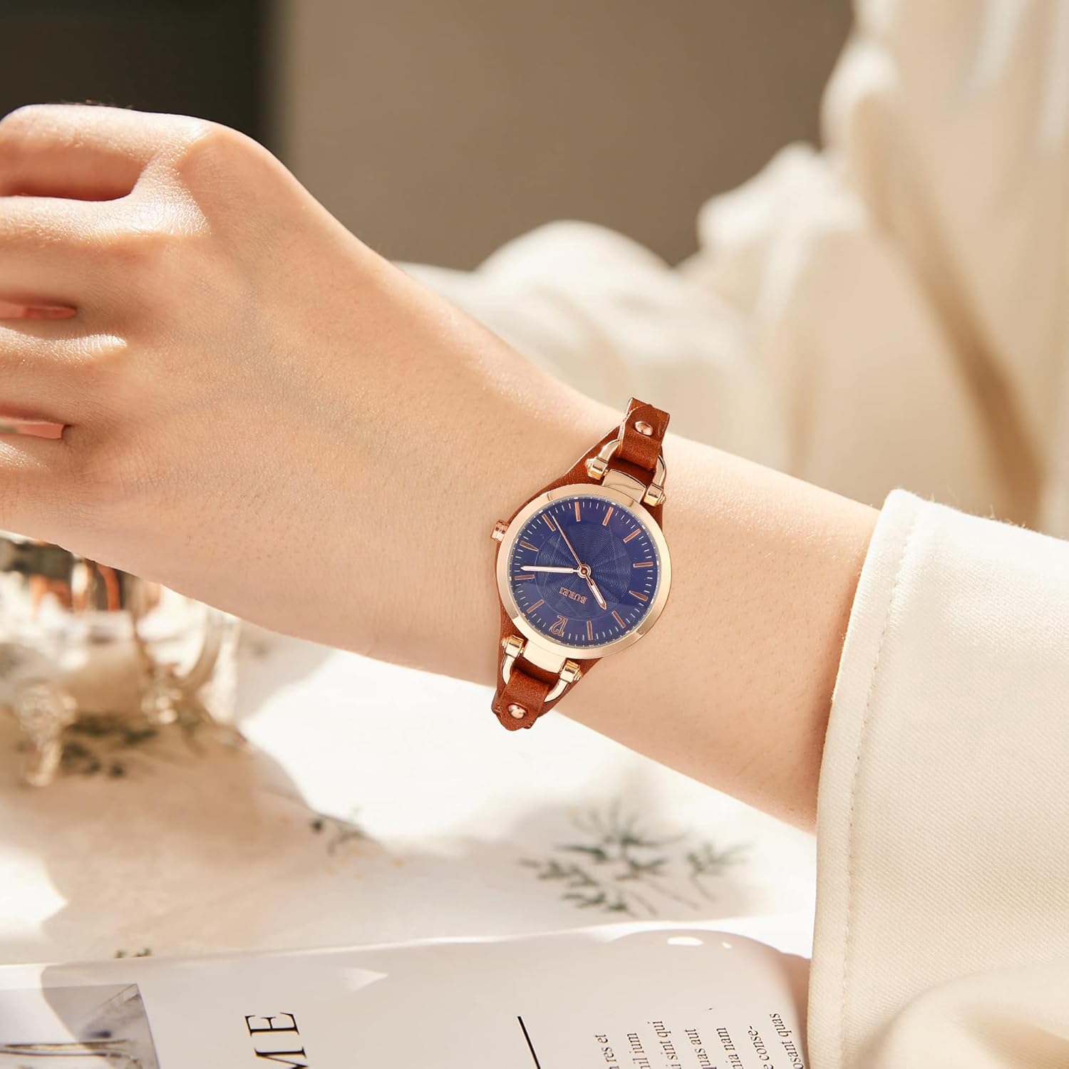 BUREI Women Watches Simple Leather Strap Watch Luxury Quartz Watches Small Thin Ladies Watch Bracelet Band Wristwatch Relogio Feminino - Image 6