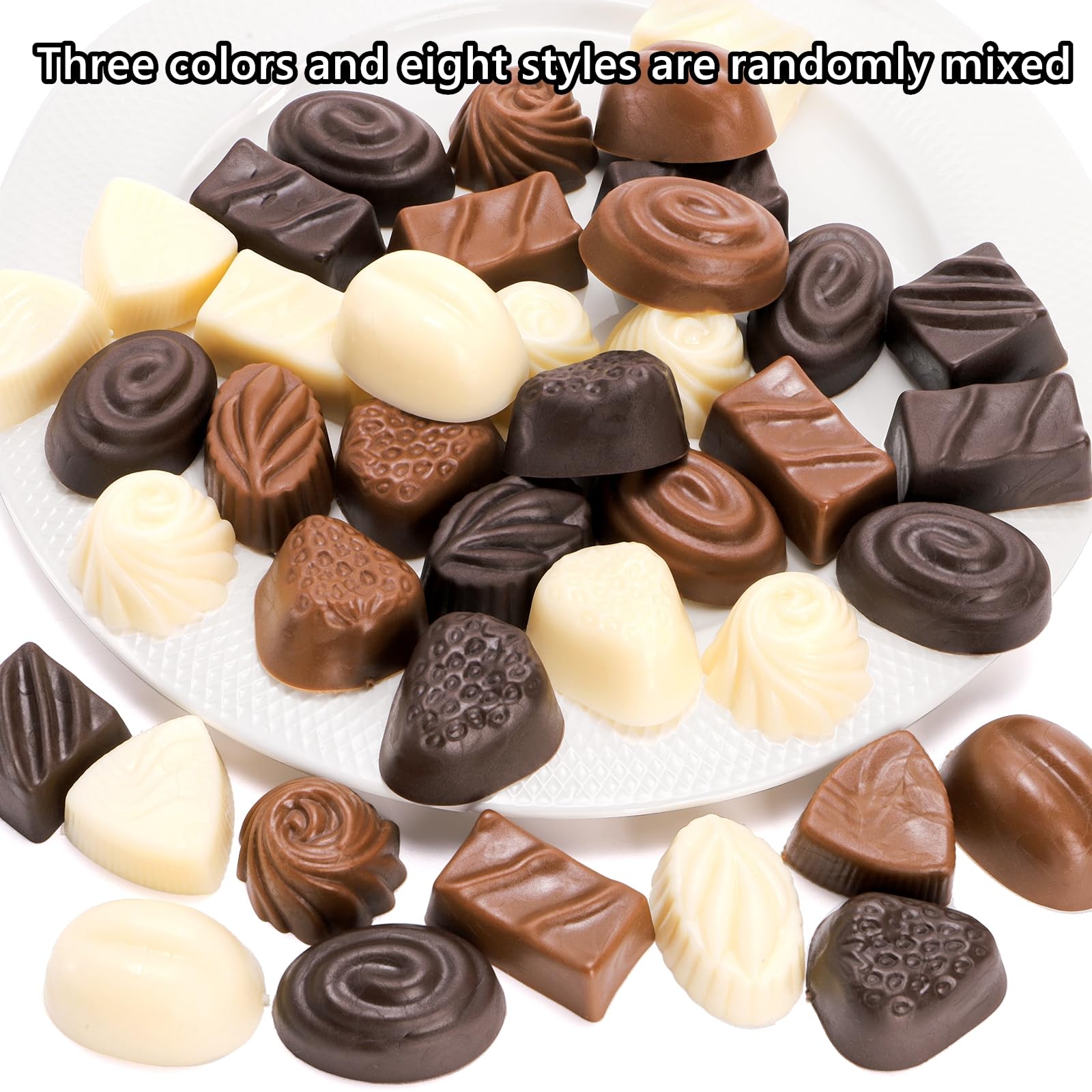 40 piezas de chocolate falso, dulces artificiales para manualidades, decoraciones de chocolate realistas, modelo de postre de dulces reutilizables para decoración de pasteles, recuerdos de 3