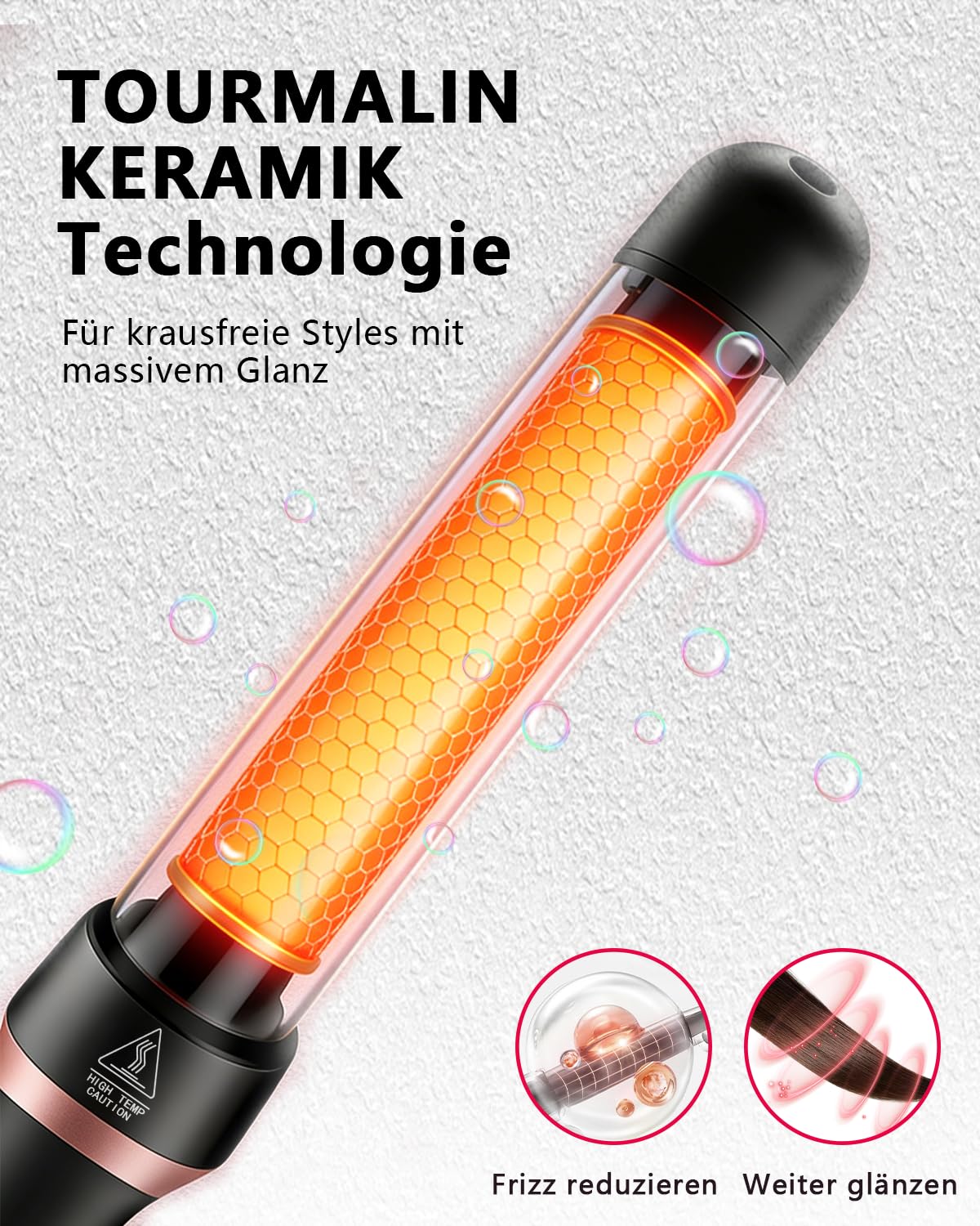 Lockenstab-Set, 5-in-1 Multi-Lockenstab-Set mit 1 Thermobürste, 1 * 3-Wellen-Lockenstab und 3 austauschbaren Keramik-Lockenstäben für Frauen mit allen Haartypen, Doppelspannung**