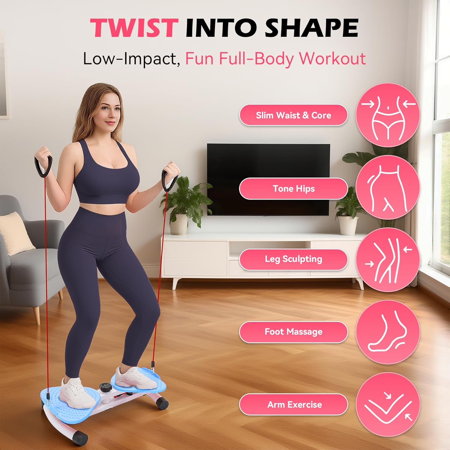 ephesport waist twisting machine, ab twister for home workout, twister board for exercise, full body slimming & core training, twist machine for weight loss, compact home exercise equipment blue