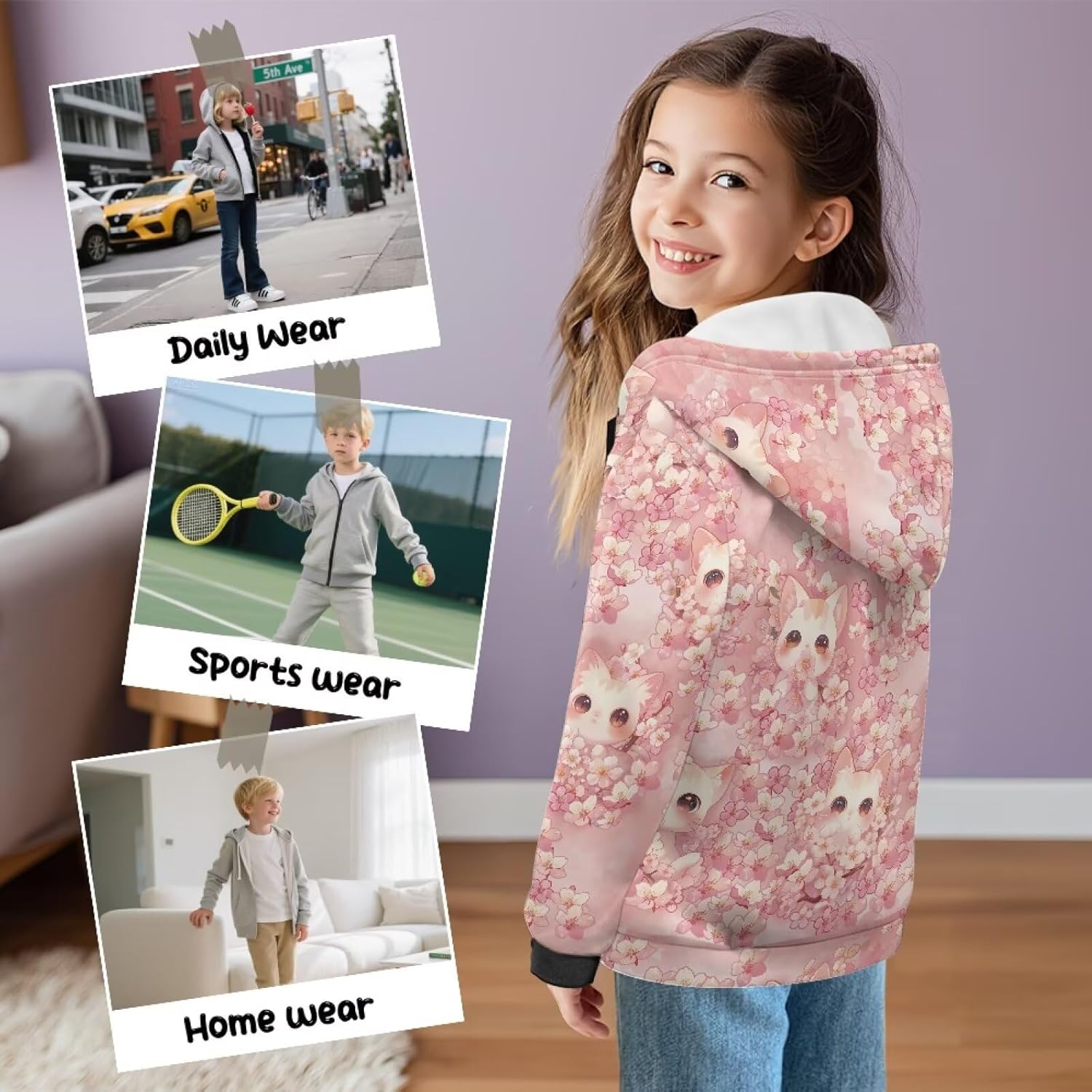 GePrint Girls Hoodie Warm Comfortable Casual Pullover Shirts Soft Relaxed Oversized Daily Wear for Girls