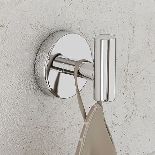Miniatura 2 de Paquete de 4 ganchos para toallas de baño, toallero de montaje en pared, toallero con acabado cromado, ganchos resistentes para bata, abrigo, lufa