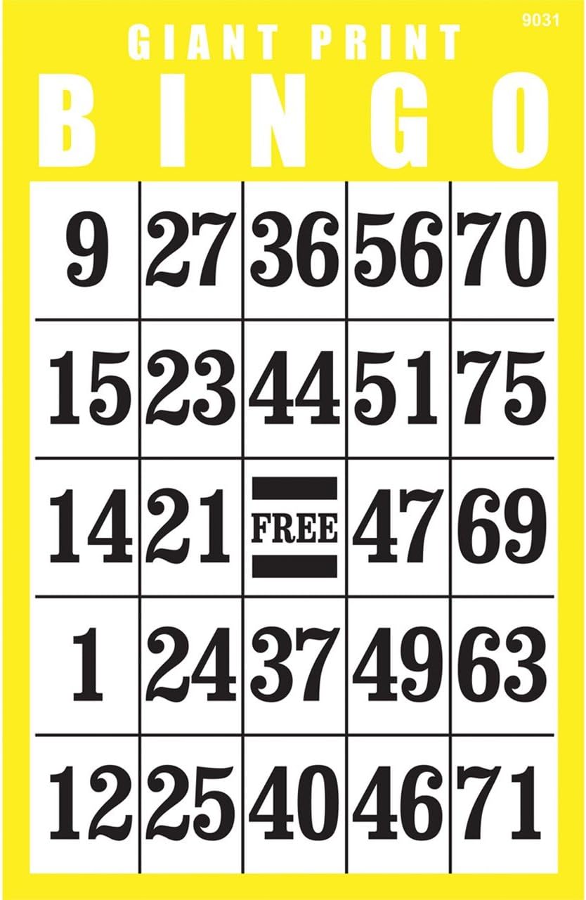 MaxiAids Giant Print Bingo Card Yellow Toys & Games