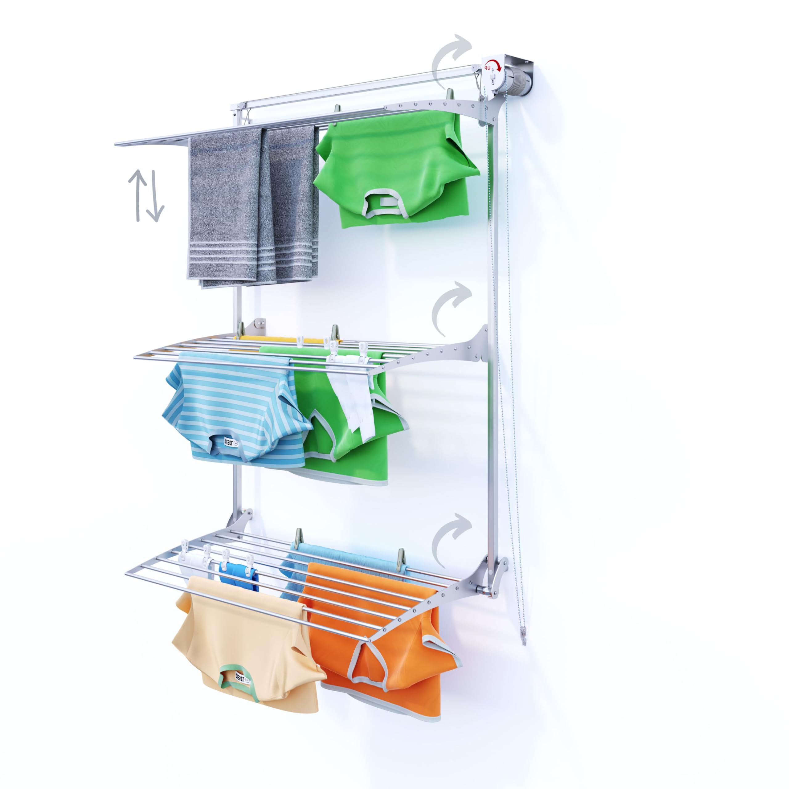 Foxydry Grey Right Tower Wall Clothes Airer, Vertical Wall Dryer, Extendable Clothes Airer For Indoor And Outdoor Use, 108 X 52 X 137 Cm (108 X 52 X 137 Cm, )