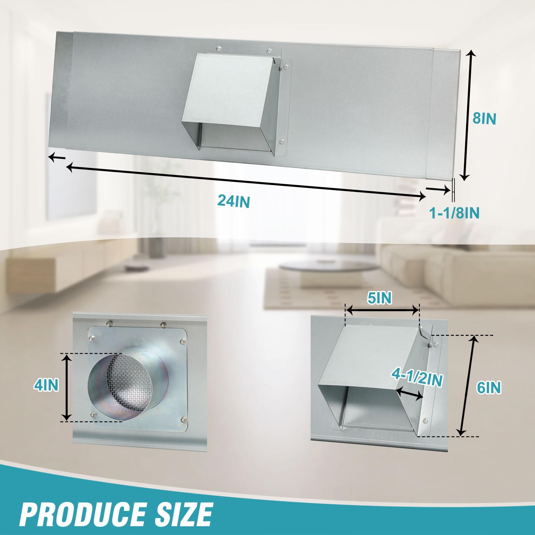 Snapklik.com : Window Dryer Vent,Galvanized Steel Dryer Vent For 4 Dryer Vent  Hose,Dryer Vent Kit Adjustable 24- 36 For Window Vent,Fit Horizontal/ Vertical Sliding Window