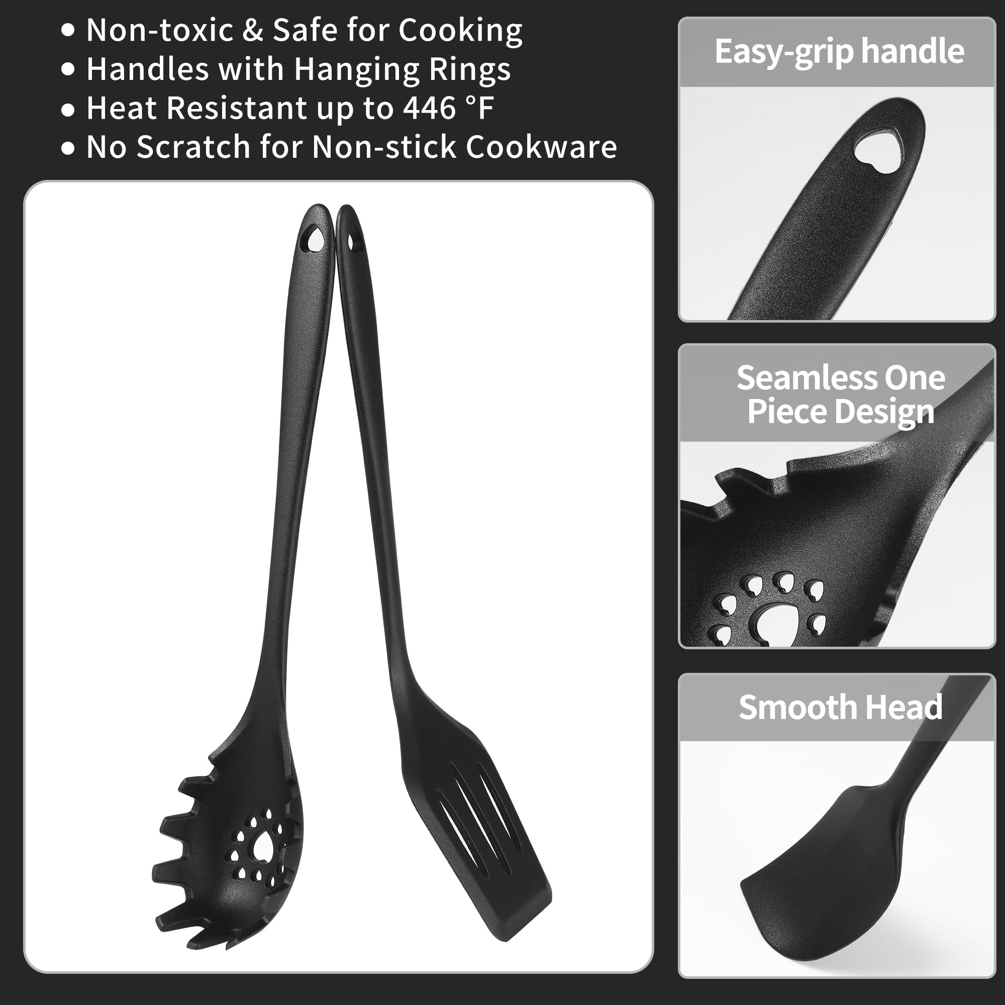 22 Stück Küchenhelfer Set,Silikon Küchenhelfer Set,Hitzebeständig Silikon Kochutensilien Kochgeschirr,Mit Aufbewahrungseimer, Gesunder Antihaftpfanne, Spülmaschinenfest (Schwarz)