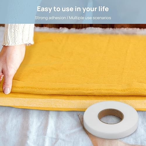Miniatura 6 de Catephe Cinta de dobladillo de 140 yardas sin coser, 2 rollos de cinta de tela para planchar en el dobladillo, adhesivo fusible Wonder Web para
