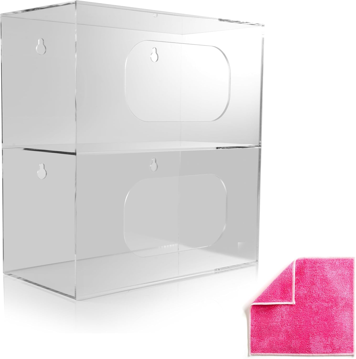 Trash Bag Dispenser Garbage Bag Roll Holder – 2 Compartment Wall Mount Acrylic Storage Organizer for Kitchen, Laundry or Home