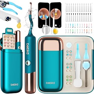 BEBIRD EarSight Ultra 5G WiFi - Limpiador de oídos y dispositivo de cuidado con cámara otoscópica flexible, juego de 30 accesorios, seguro para uso en el hogar, color azul turquesa