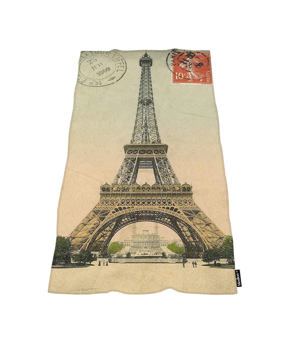 Moslion Comfy Bath Towels Retro Paris Eiffel Tower Postmark Soft Bathing/Beach/Camping Towel for Women Men Girls Boys Large Size 64x32 Inches