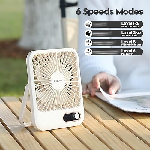 Miniatura 2 de Ventilador recargable portátil  Ventilador de escritorio plegable de 6 velocidades con batería de 4000 mAh, ventilador personal ultra silencioso