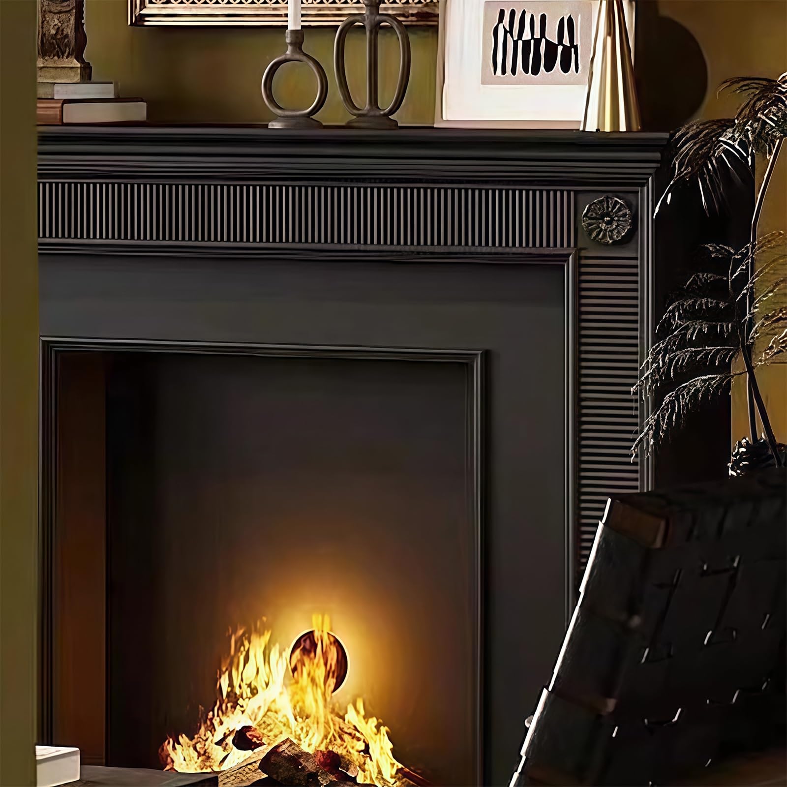 Intérieur Entourage de manteau cheminée traditionnel avec des accents rosaces décoratives(Petit)
