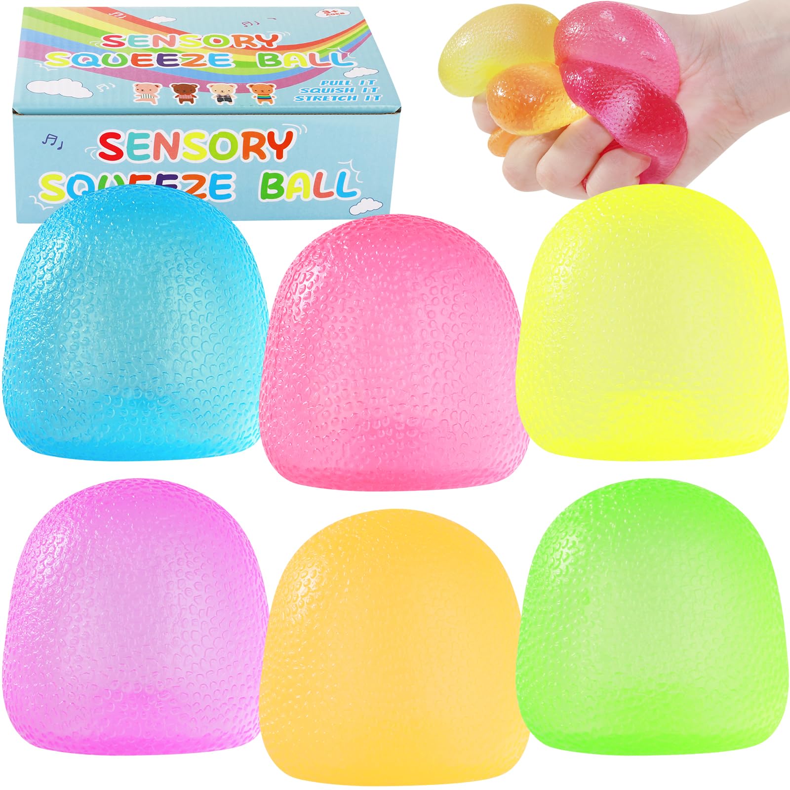 6Pcs Oval Cube Stress Balls Set