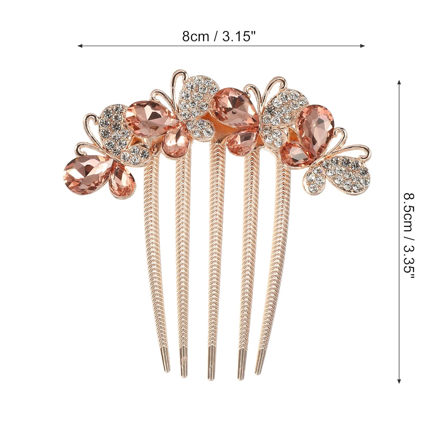VOCOSTE Women Rhinestone Inlaid Flower Hair Comb Hairpin Hair Accessory Side Comb Clips Rhinestone Head Pieces Champagne - Image 4