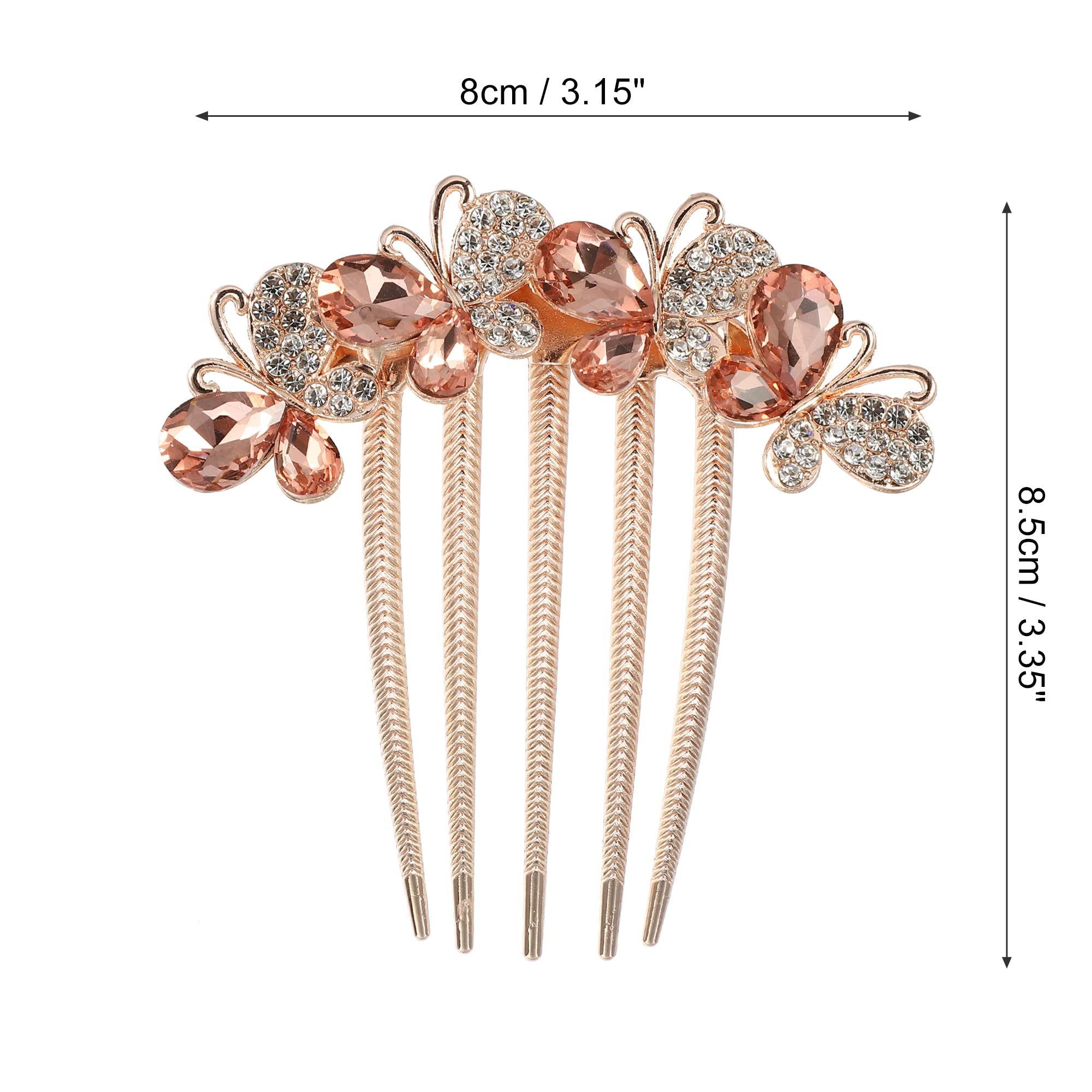 VOCOSTE Women Rhinestone Inlaid Flower Hair Comb Hair Accessory Champagne, 8.5cm x 8cm - Image 4
