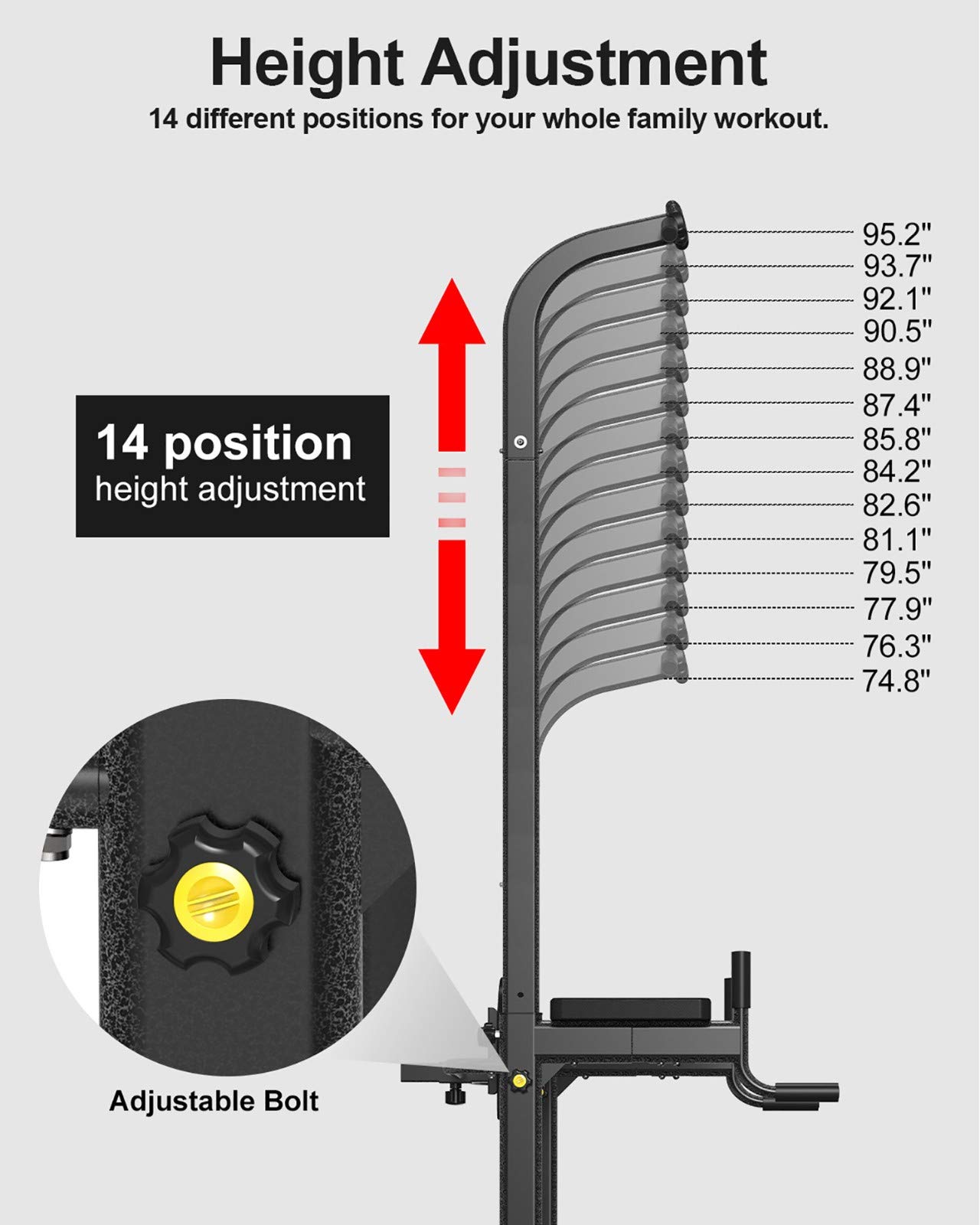 Squat Rack Attrezzatura per Il Fitness Super Large Pull-Up Regolazione A 14 Segmenti Sollevatore per Pull-Up Esercizio per Muscoli Addominali