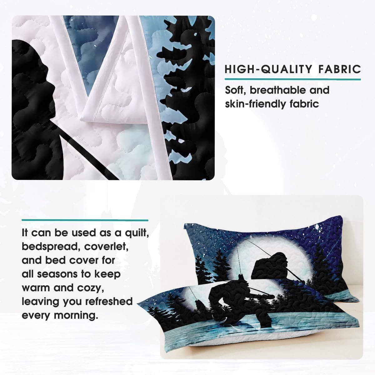 Personalized Bigfoot and Into The Forest I Go to Lose My Mind and Find My Soul Quilt Set - Bigfoot Sheets Bed Set Twin Queen for Children Adult Teens Girls Boys (Bigfoot Quilt Set 17)