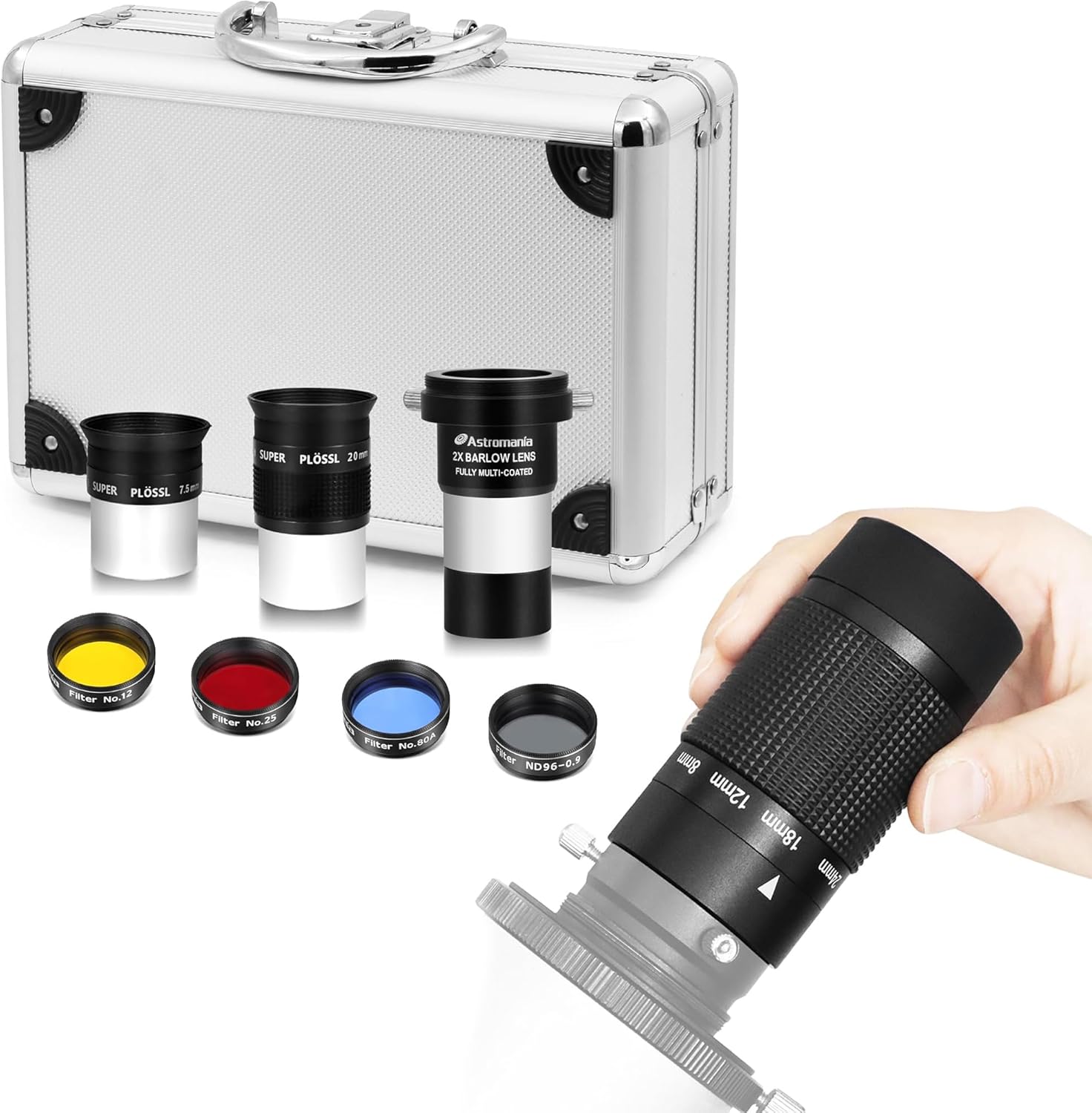 Astromania 8-24mm Zoom Eyepiece for Telescope - Bundle with - 1.25" Telescope Eyepiece & Filter Astronomical Kit