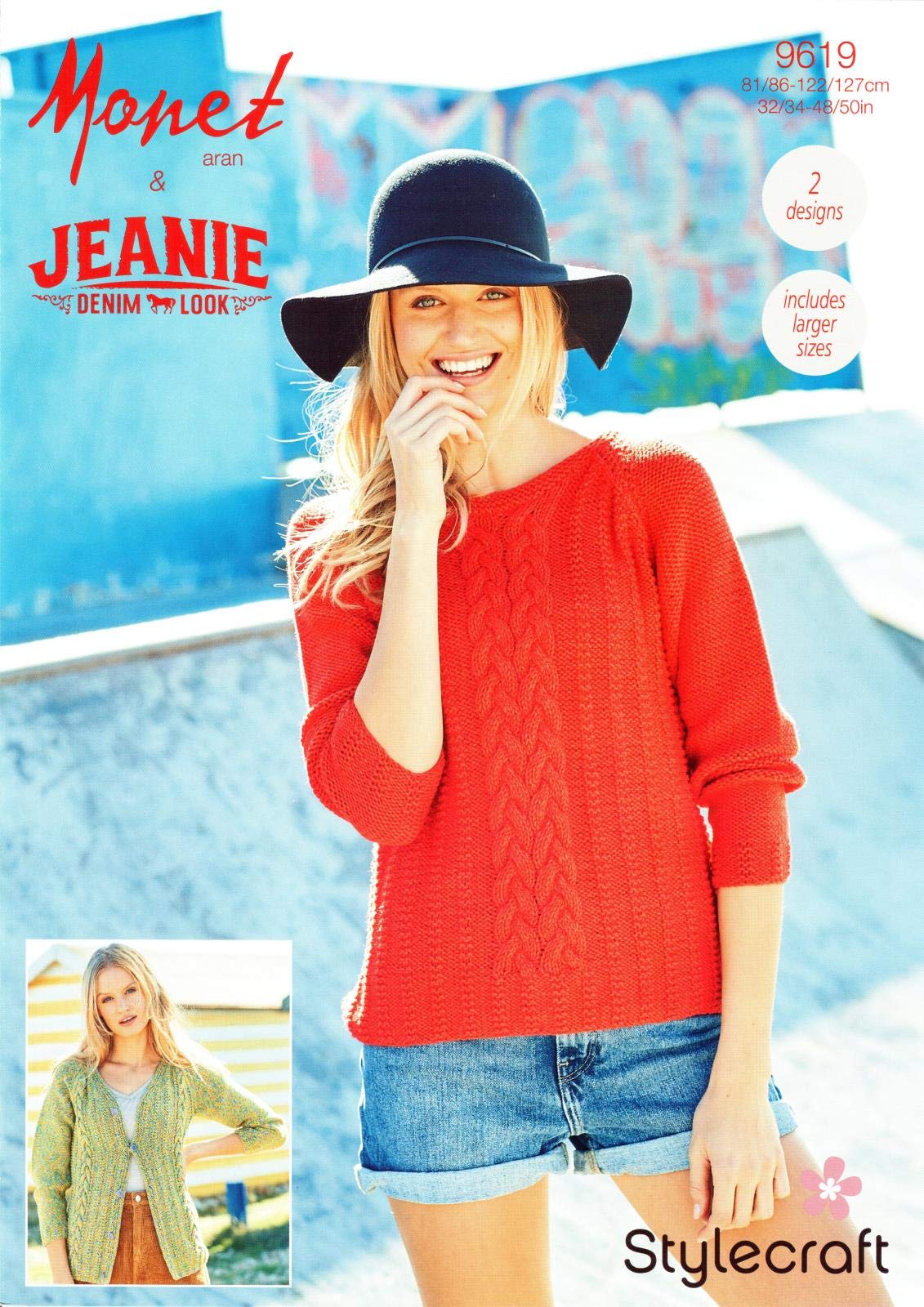 Stylecraft Aran Pattern 9619 2 Designs Sweater and Cardigan 32/34 - 48/50 in