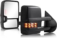 Sanooer Towing Mirrors for 2007-2014 Chevy Silverado GMC Sierra 1500/2500/3500 - Power Heated Extendable w/ LED Turn Signals Backup Lights Pair
