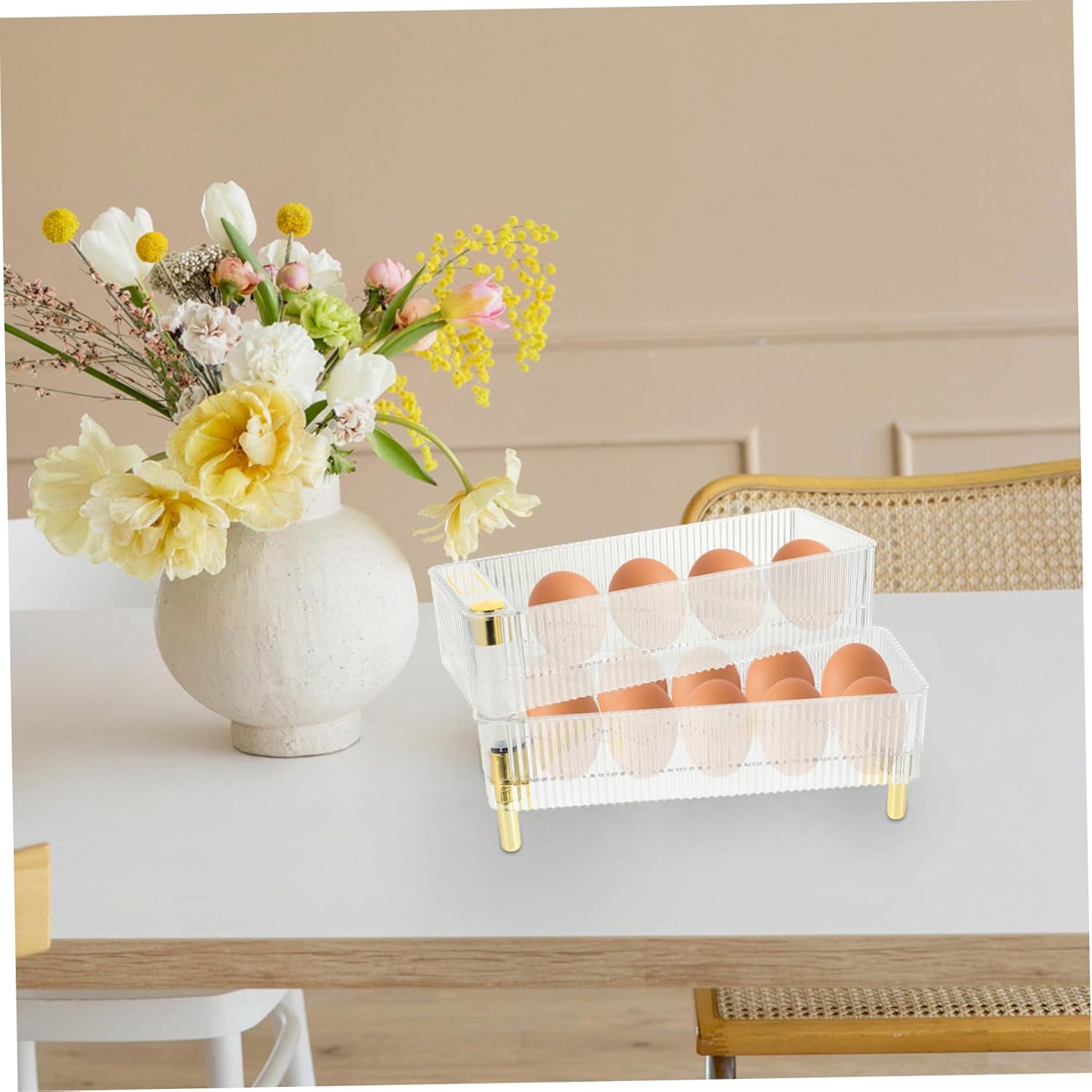 Angoily 4pcs Box High Foot Egg Storage Box Plastic Organizer Egg Carrier Egg Tray Plastic Drawers Fridge Egg Container Plastic Pallets Eggs The Pet White Multi-Layer Egg Plate re-USA