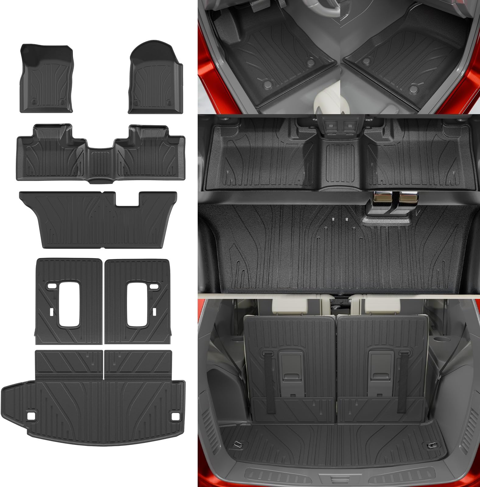 Floor Mats Compatible with 2016-2025 2026 Dodge Durango 7 Seats Cargo Mat Back Seat Cover Protector 2024 Durango Accessories (Fit 7 Seats, 3rd Row Backrest Mats+Trunk Mat+Floor Mats)