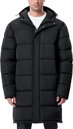 Mens Long Winter Coats Lightweight Puffer Jacket Warm Insulated Waterproof Winter Jacket With Hooded