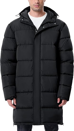Mens Long Winter Coats Lightweight Puffer Jacket Warm Insulated Waterproof Winter Jacket With Hooded