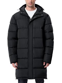 Mens Long Winter Coats Lightweight Puffer Jacket Warm Insulated Waterproof Winter Jacket With Hooded - Amazon product rated Grade A