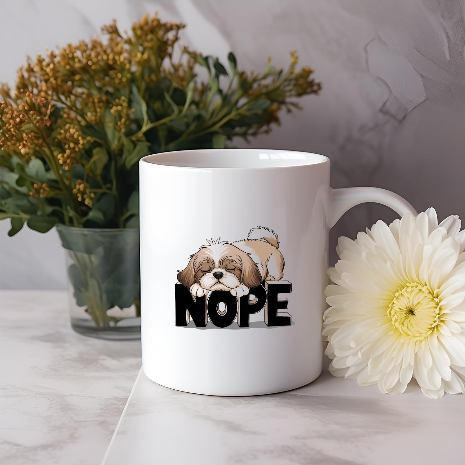 Nope Lazy Dog Funny Shih Tzu Lover Coffee Mug, Gift For Men, Women, Coffee Cups 11oz - Image 4